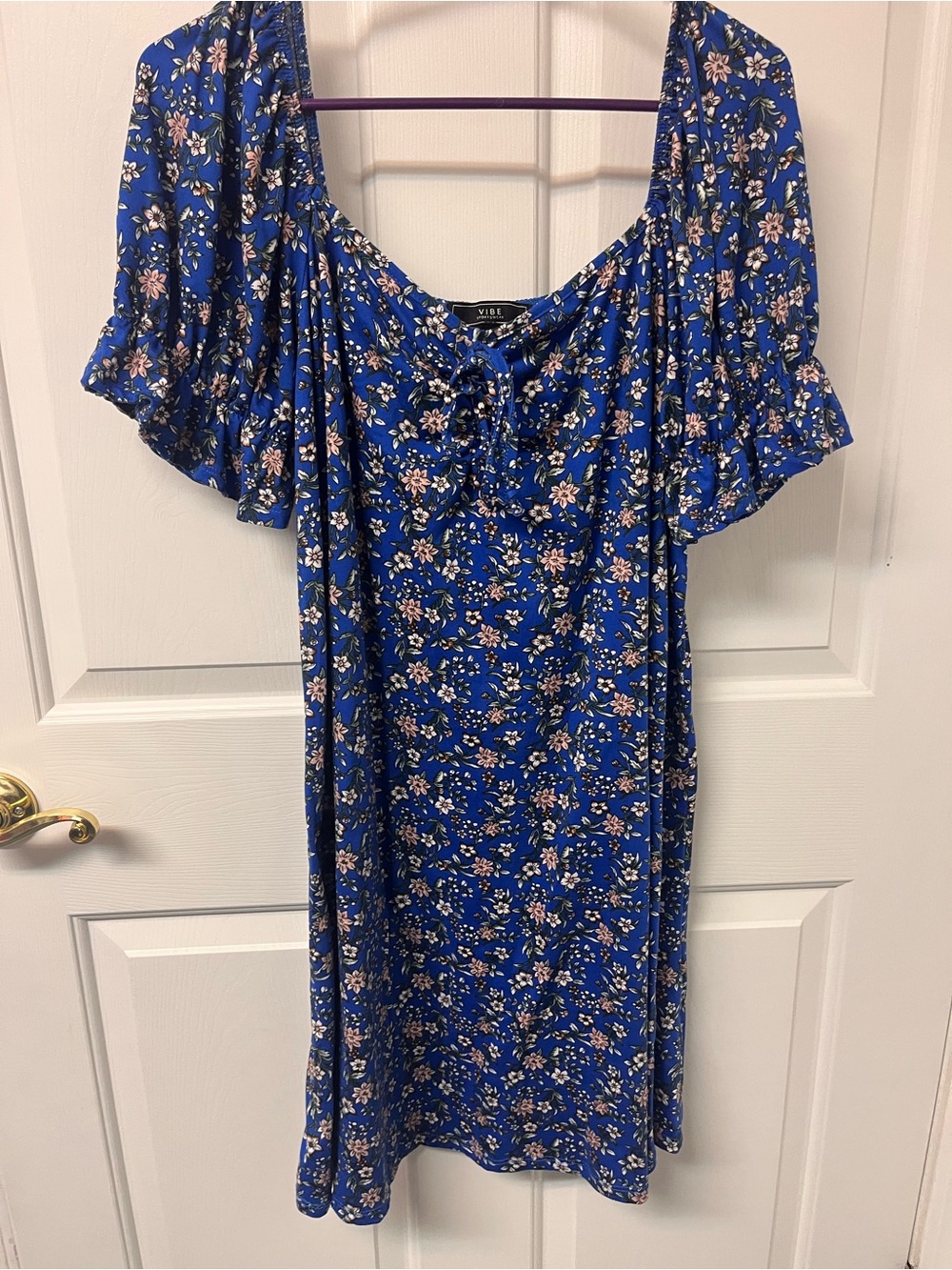 Vibe Royal Blue Floral Tie-Front Mini Dress
